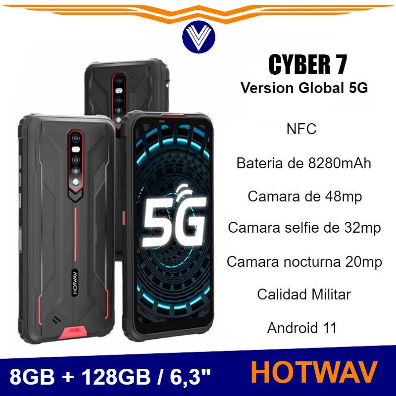 HOTWAV Cyber 9 Pro Móvil Resistente,8 GB+128 GB Android 11 IP68/IP69K Móvil