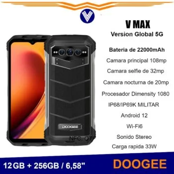 DOOGEE Telefono 5G V Max, Bateria De 22000mAh,12GB + 256GB