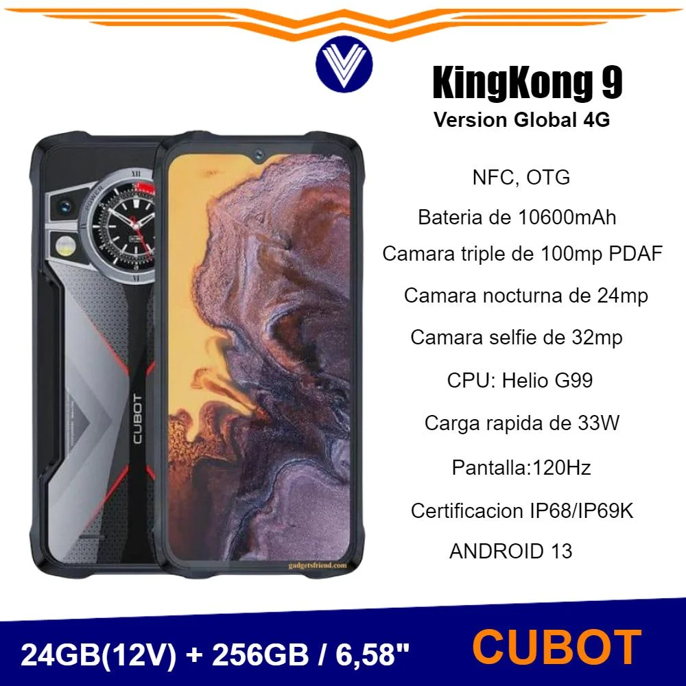 Celular Cubot KingKong 9 12GB 256GB Tarjeta SIM Dual Android 13-Negro CUBOT