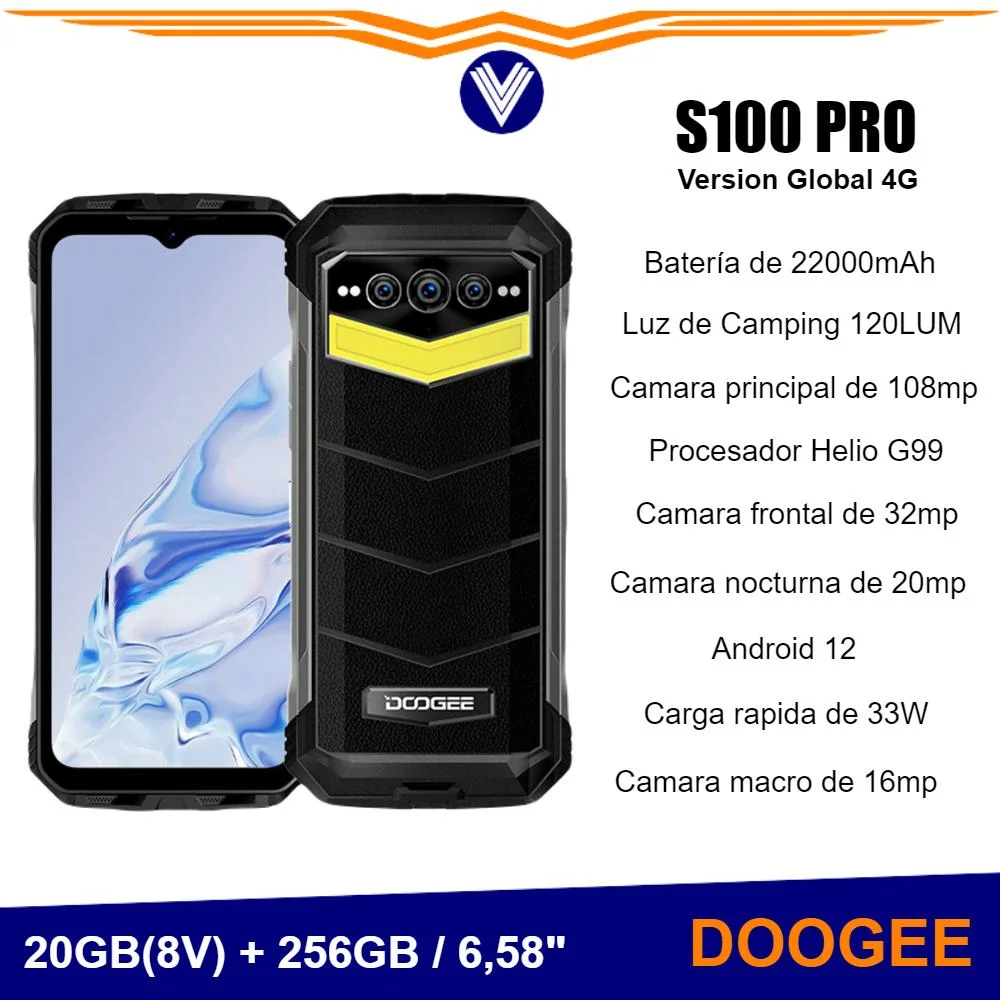 DOOGEE-teléfono inteligente S100 Pro, celular resistente de 22000mAh, 12GB,  256GB, Helio G99, 6nm, cámara de 108MP, pantalla FHD de 6,58 pulgadas -  AliExpress