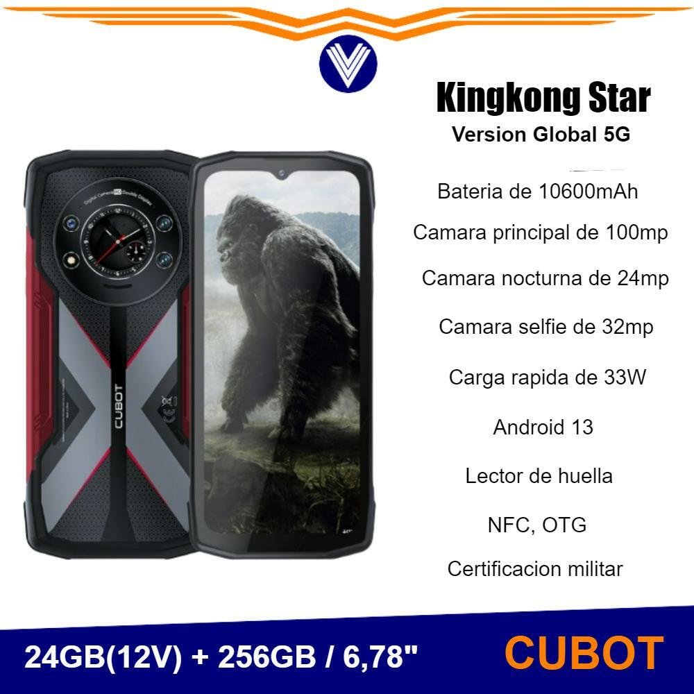 Telefono Cubot KingKong Star, 5G, 24GB RAM ( 12 GB Ampliados), ROM De 256  GB, Pantalla 2K De 6,78 - 1RUGGED
