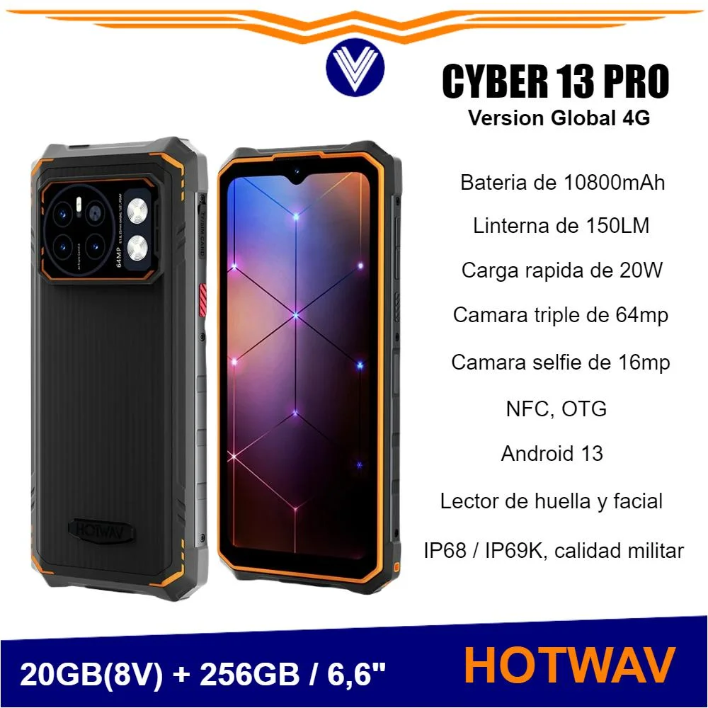 HOTWAV Cyber 9 Pro Móvil Resistente,8 GB+128 GB Android 11 IP68/IP69K Móvil