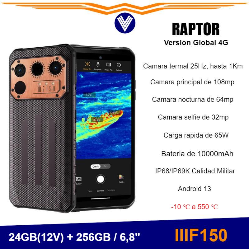 Telefono Raptor IIIF150, con imagen térmica de 6,8″, 120Hz, 10000mAh, 24GB(12v) + 256GB, ultrafino y resistente de 108MP