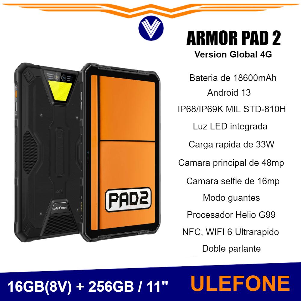 Tablet Ulefone Armor Pad 2 de 11 «, 2K , 18600 mAh ,IP68/IP69K, Android 13, NFC, GPS, 4G,16GB + 256GB